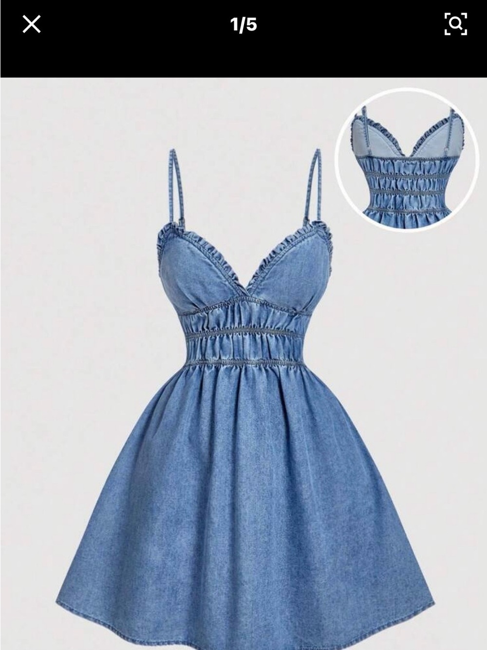 Denim Spaghetti-Strap Sundress in Blue #8171 - Picture 2 of 5